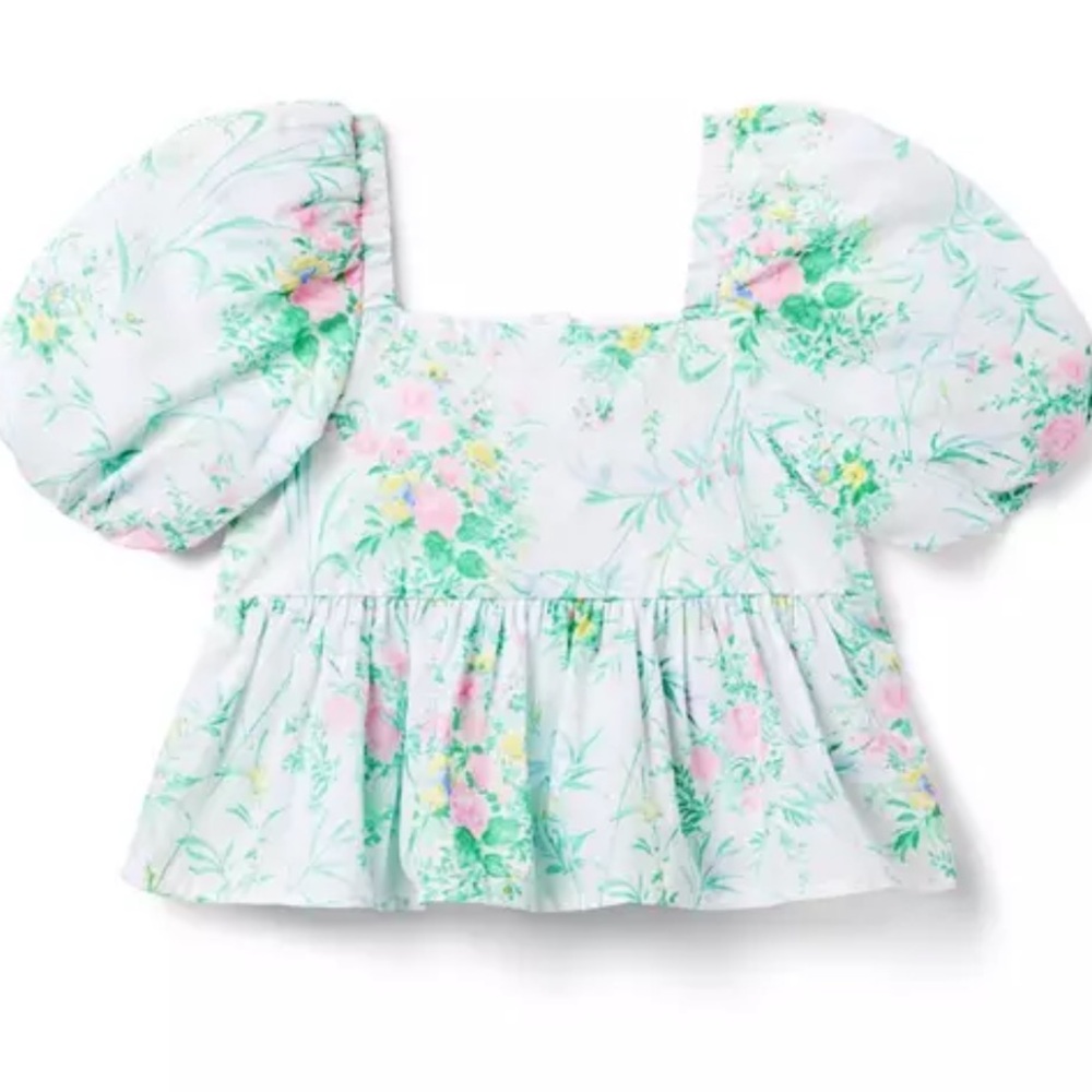 Janie and Jack Spring Floral Puff Sleeve Blouse 12-18 Months